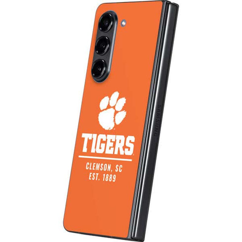 Clemson University Tigers Est 1889 Orange Galaxy Z Fold5 5G Skin
